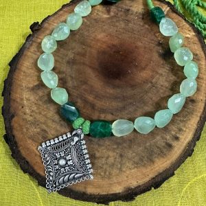 temple design with green aventurine stone necklace