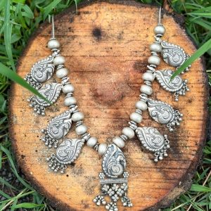 antique peacock beads necklace
