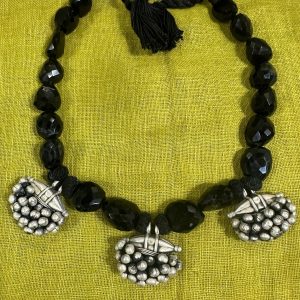 black onyx stone with ghungroo tabiz necklace