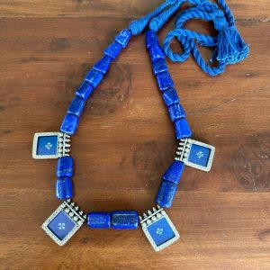 blue mirror painting necklace